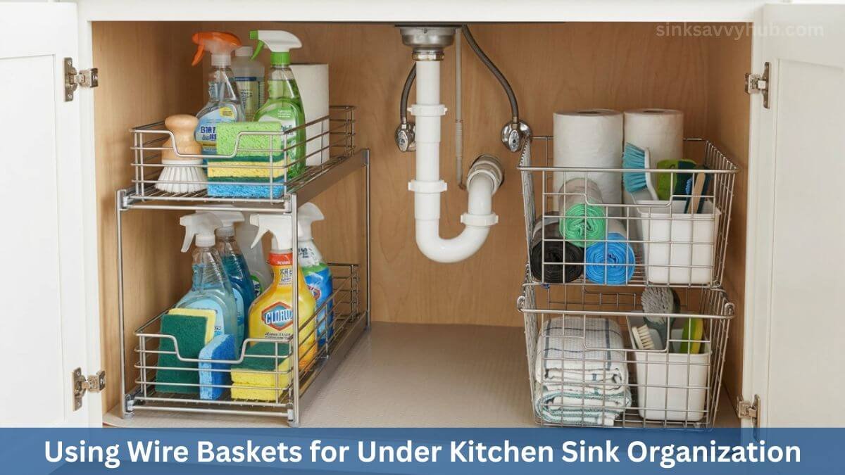 Using Wire Baskets for Under Kitchen Sink Organization 